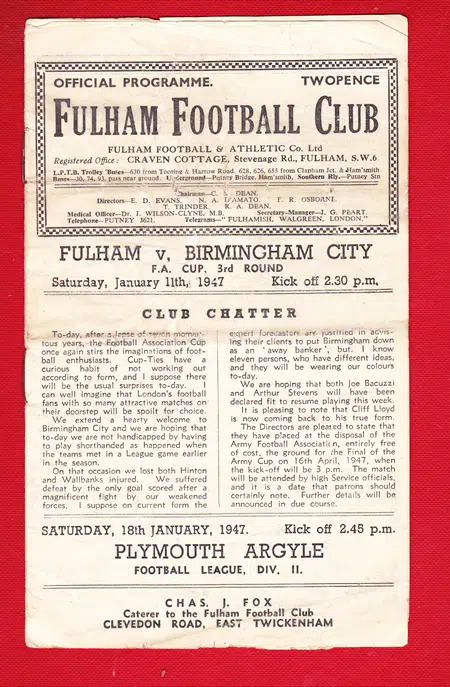 Fulham v Birmingham City 1947
