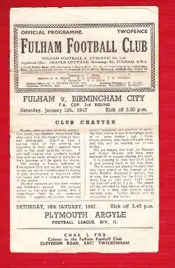 Fulham v Birmingham City 1947