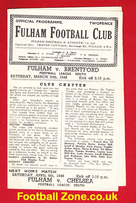 Fulham v Brentford 1946