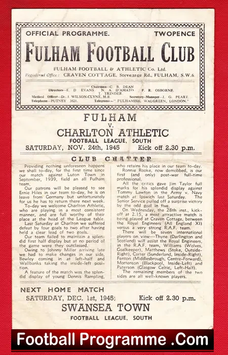 Fulham v Charlton Athletic 1945