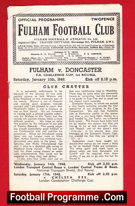 Fulham v Doncaster Rovers 1948