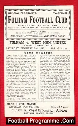 Fulham v West Ham United 1946 – 1940’s Programme