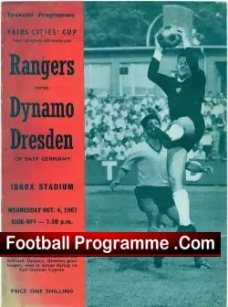 Glasgow Rangers v Dynamo Dresden 1967 – Alex Ferguson