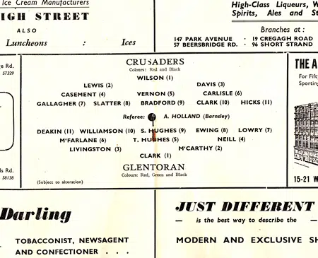 Glentoran v Crusaders 1952 – 1950 Northern Ireland