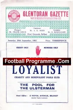 Glentoran v Crusaders 1952 – 1950 Northern Ireland