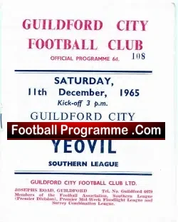 Guildford Town v Yeovil Town 1965