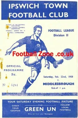 Ipswich Town v Middlesbrough 1958