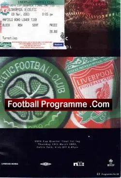 Liverpool v Glasgow Celtic 2003 – Plus Ticket