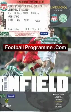 Liverpool v Glasgow Celtic 2003 – Plus Ticket