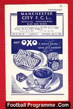 Manchester City v Blackpool 1948 – 1940s Football Programme