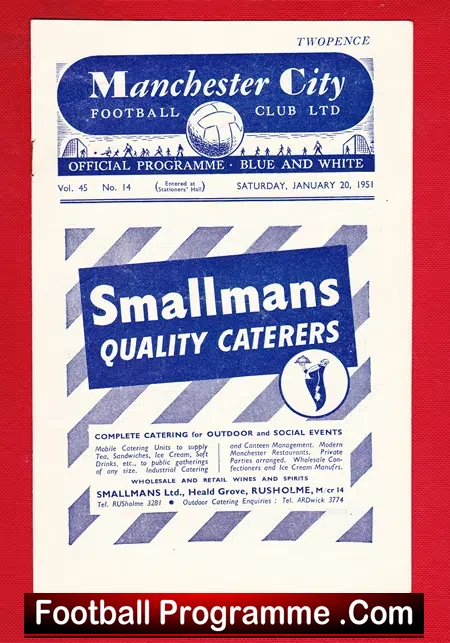 Manchester City v Leicester City 1951 – 1950s Football Programme