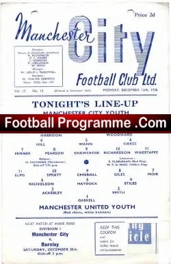 Manchester City v Manchester United 1958 – Youth Match