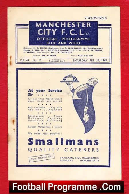 Manchester City v Newcastle United 1949 – 1940s Programmes