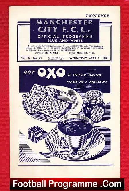 Manchester City v Preston 1948 – 1940s Programme