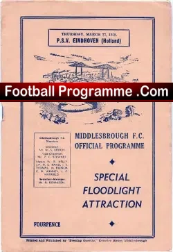 Middlesbrough v PSV Eindhoven 1958