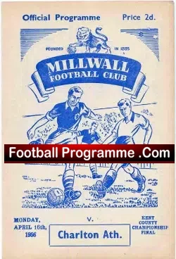 Millwall v Charlton Athletic 1956 – Kent County Cup Final