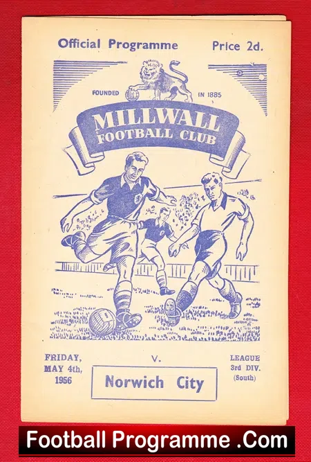 Millwall v Norwich City 1956 – 1950s Footbal Programme