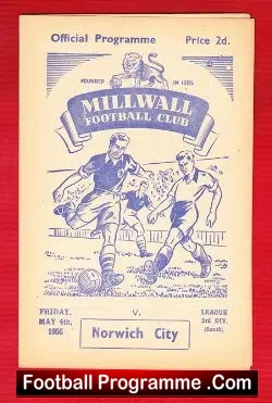 Millwall v Norwich City 1956 – 1950s Footbal Programme