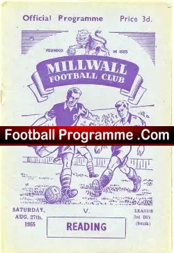 Millwall v Reading 1955 - football programme