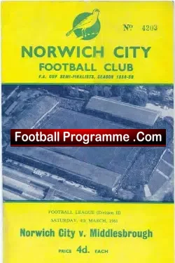 Norwich City v Middlesbrough 1961