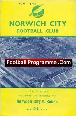 Norwich City v Rouen 1958