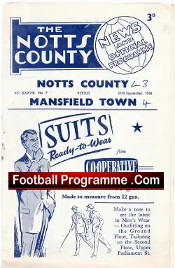 Notts County v Mansfield Town 1958
