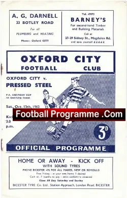 Oxford City v Pressed Steel 1962