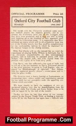 Oxford City v Wycombe Wanderers 1946