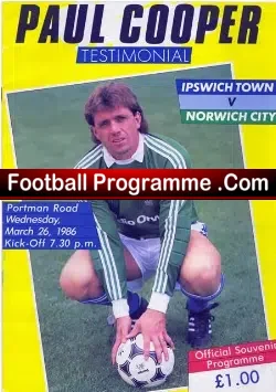 Paul Cooper Testimonial Benefit Match Ipswich Town 1986
