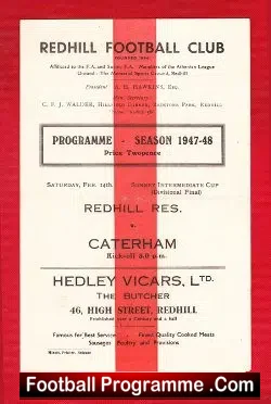 Redhill v Caterham 1948 – 1940s Football Programme