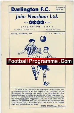 Ron Greener + Keith Morton Testimonial Benefit Darlington 1961