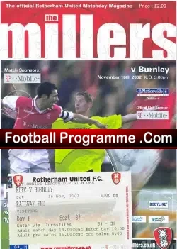 Rotherham United v Burnley 2002 – Plus Ticket