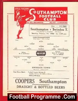 Southampton v Swindon Town 1948 – 1940s Programme
