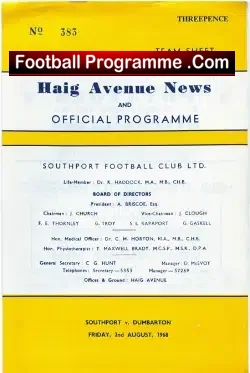 Southport v Dumbarton 1968