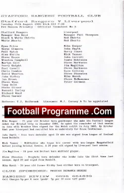 Stafford Rangers v Liverpool 1989 – Pre season friendly match