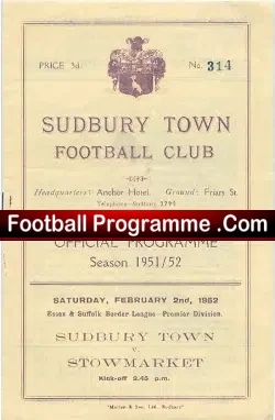 Sudbury Town v Stowmarket 1952