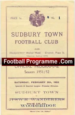 Sudbury Town v Woodbridge 1952 – Ipswich Error