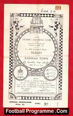 Tilbury v Rainham 1948 – 1940s Football Programme