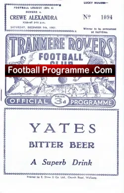 Tranmere Rovers v Crewe Alexandra 1961