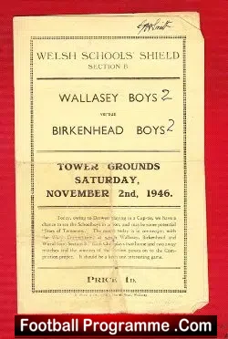 Wallasey v Birkenhead Boys 1946 – Towers Grounds Liverpool