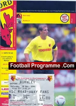 Watford v Burnley 2002 – Plus Ticket