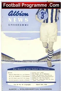 West Bromwich Albion v Wolves 1958 - football programme