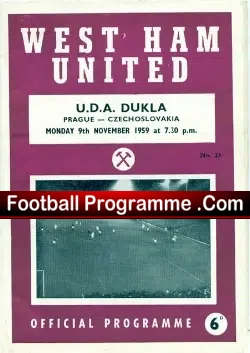 West Ham United v Dukla 1959