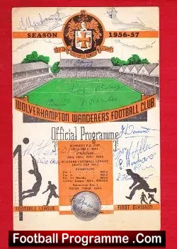 Wolves Wolverhampton v Cardiff City 1956 – Autographs