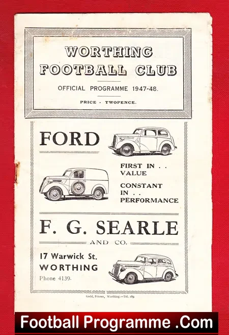 Worthing Town v Southwick 1948 – 1940s Football Programme