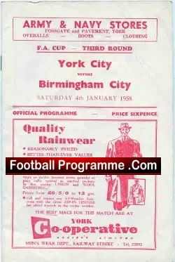 York City v Birmingham City 1958 – FA Cup