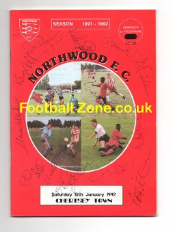 Northwood v Chertsey Town 1992 – Multi Autographed SIGNED
