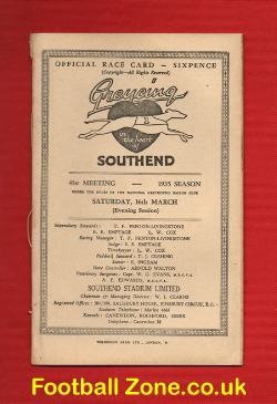 Greyhound Racing Programme Southend 16th March 1935