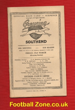 Greyhound Racing Programme Southend 22nd March 1935