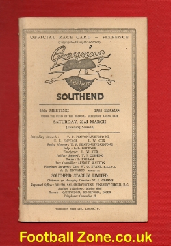 Greyhound Racing Programme Southend 23rd March 1935